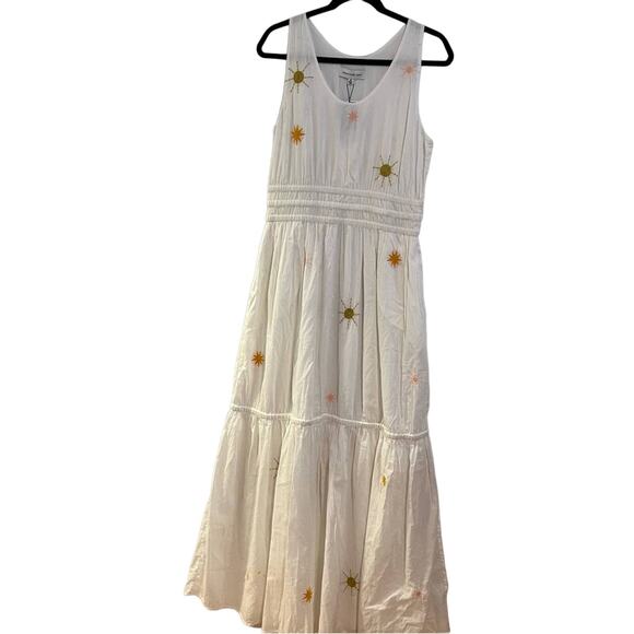 New Something Navy White Sun Embroidered Sleeveless Maxi Dress Women's size M - Picture 1 of 6